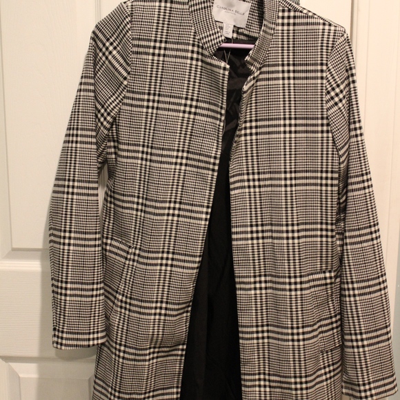 Plaid White/Black Modern collar coat - Picture 1 of 2